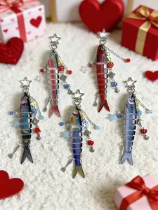 Handmade Fish Keychain, Ocean Theme Bag Charm, Sea Turtle Dolphin Shell Star Beads, Cute Gothic Y2K Backpack Strap Gift