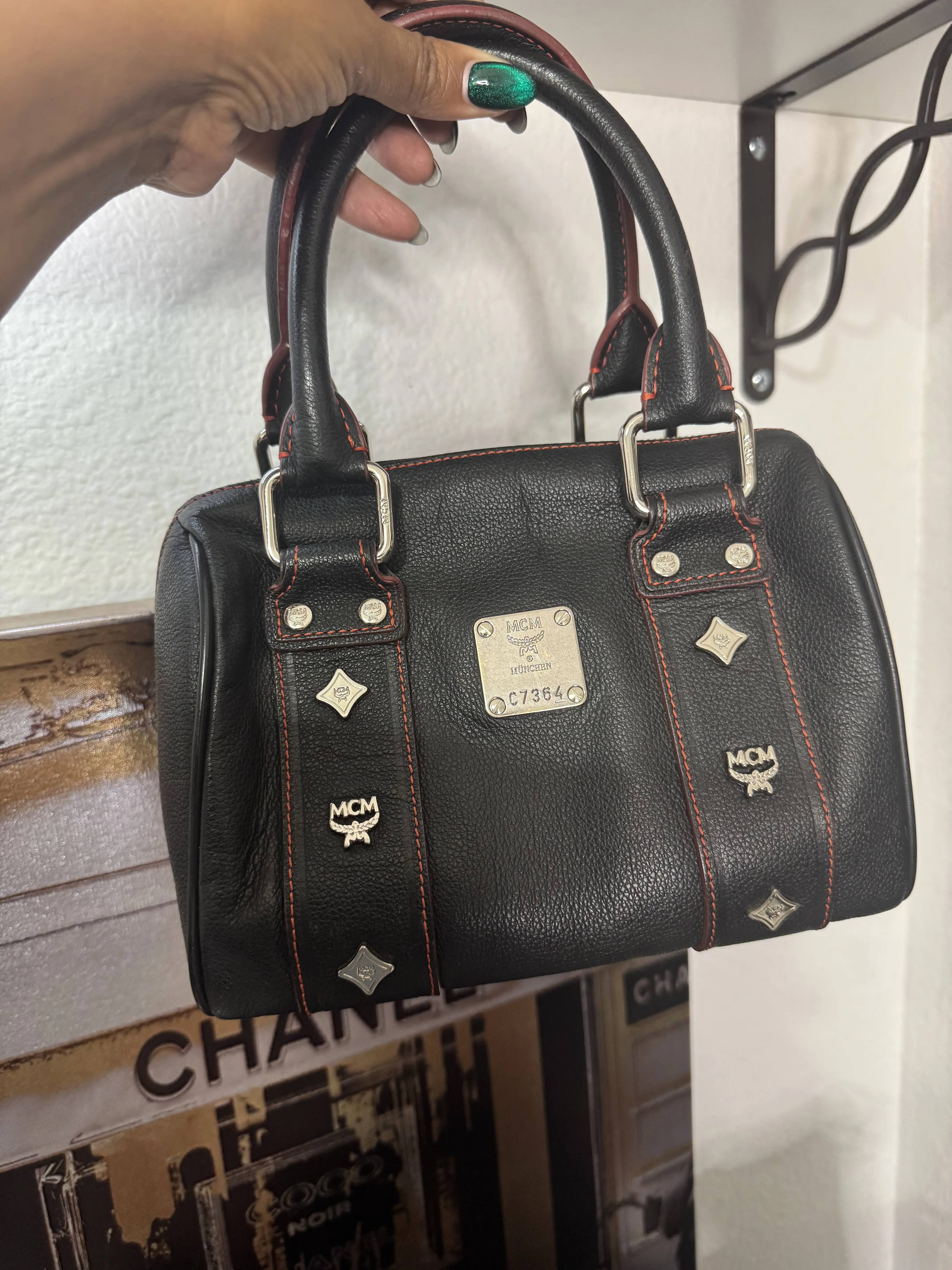 Pre-owned MCM leather Shoulder Bags Shoulder Bag Authentic Bag, Mini Boston Handbag