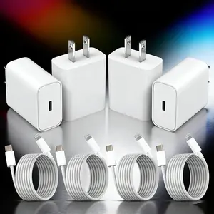 4-Pack Fast Charging TypeC-PD Charger Blocks with 6-Foot USB-C Cables, Compatible with 14/14 Pro Max/13/13 Pro/12/12 Pro/11 &