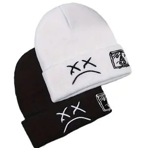 Lil Peep Beanie - Black or White Hat with Logo, Hand Washable, Not Dry Cleanable, Unisex Design, Casual Fashion, Perfect for Autumn/Winter, Winter Hat