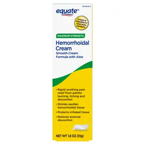 Equate Maximum Strength Hemorrhoidal Cream with Aloe - 1.8 oz for Rapid Soothing Pain Relief & Shrink Swollen Tissue