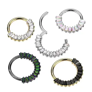 16G Baguette Septum Ring • Clicker Ring • Nose Ring • Clicker Hoop • Seamless Hoop • Helix Hoop• Cartilage Piercing • Daith • Titanium