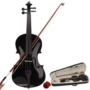 4/4 Black Acoustic Violin Set for Adult Beginners - Basswood Body, Case, Bow, Rosin Included, Easy Setup for Learners Over 4'9" #springtok