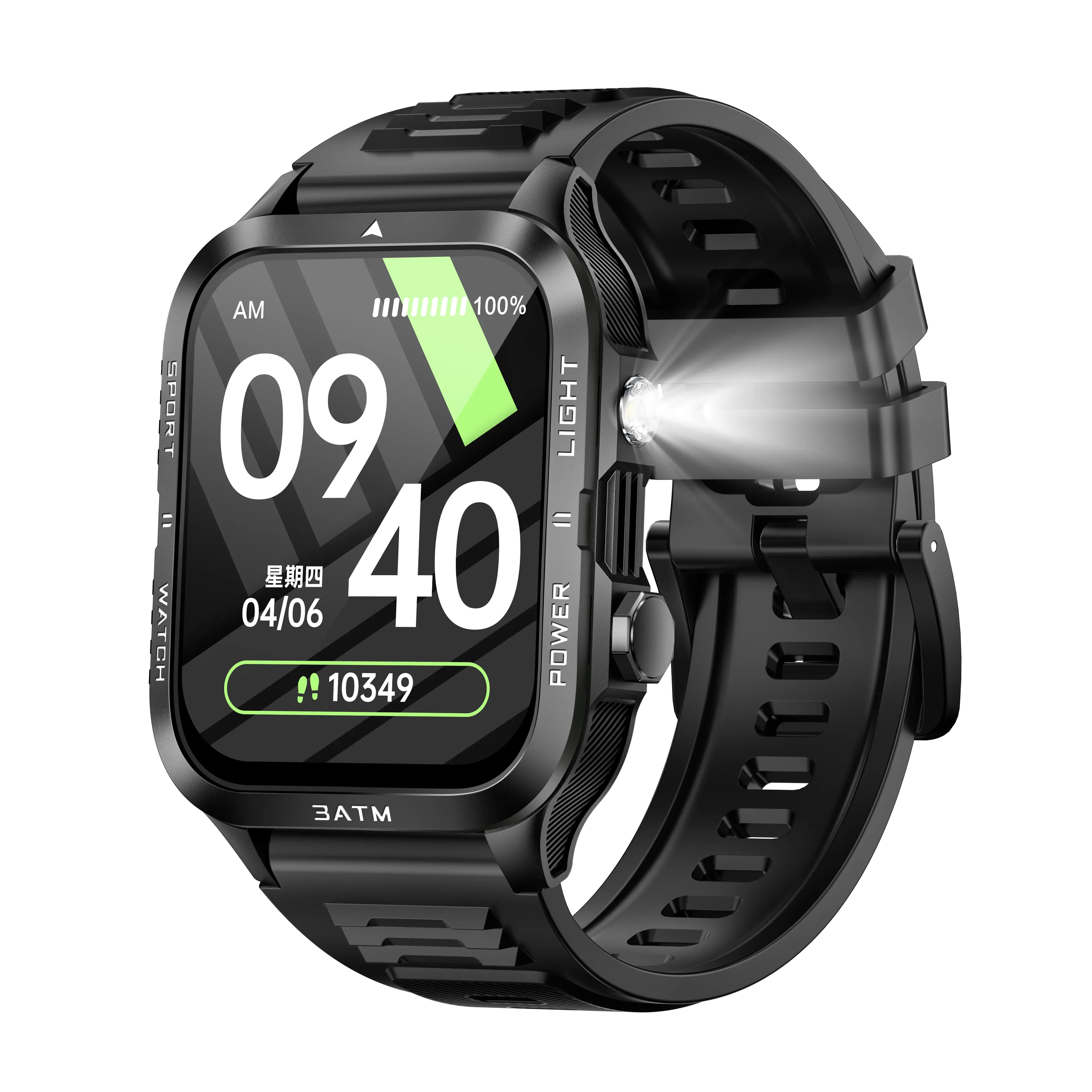 Men Sport Smart Watch Built-in LED Flashlight Bluetooth Call 3ATM Waterproof Sports Fitness Tracker Offline Music Smartwatch For iOS Android Outdoor Camping Running，An excellent gift