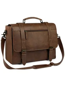 Men's Vintage PU Leather Laptop Bag, Retro Shoulder Bag Strap for Office Work Travel College, Waterproof Satchel Bag for Men, Travel Essentials