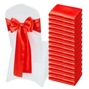 VEVOR Satin Chair Sashes Bows, 50PCS Chair Ribbon Ties Back Sash, 7x 108 inch, Red Wedding Reception Decoration, for Wedding Ceremony Baby Shower Party Events Banquet Chair Cover Decoration
