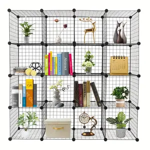 16-Cube Organizer Cube Storage Storage Shelves Wire Cube Storage Origami Shelves Metal Grid Multifunction Shelving  Household Plastic Racks Wooden