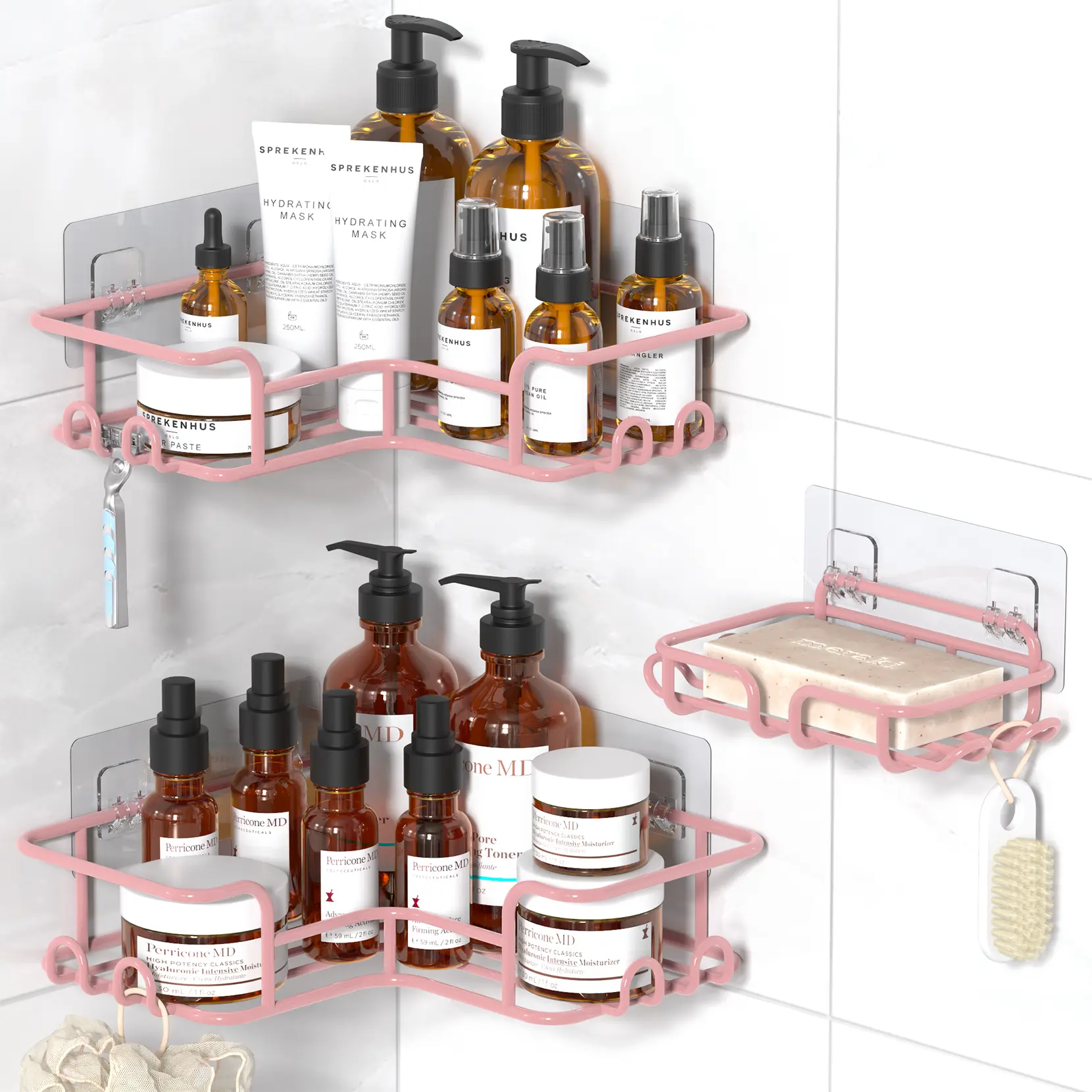 3 pcs Corner Rack Pink