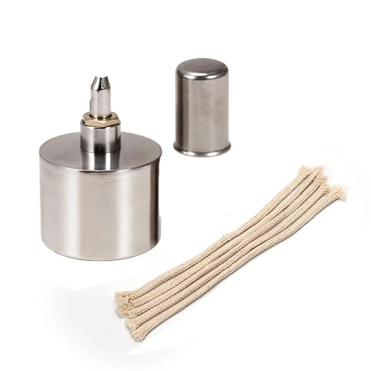 200ml Stainless Steel Alcohol Lamp Burner Kit, Thickened Explosion-Proof Craft Lab Flame Light with Brass Screw, Safer Design, 5 Pcs Cotton Wicks for Leather Work & Science Experiments