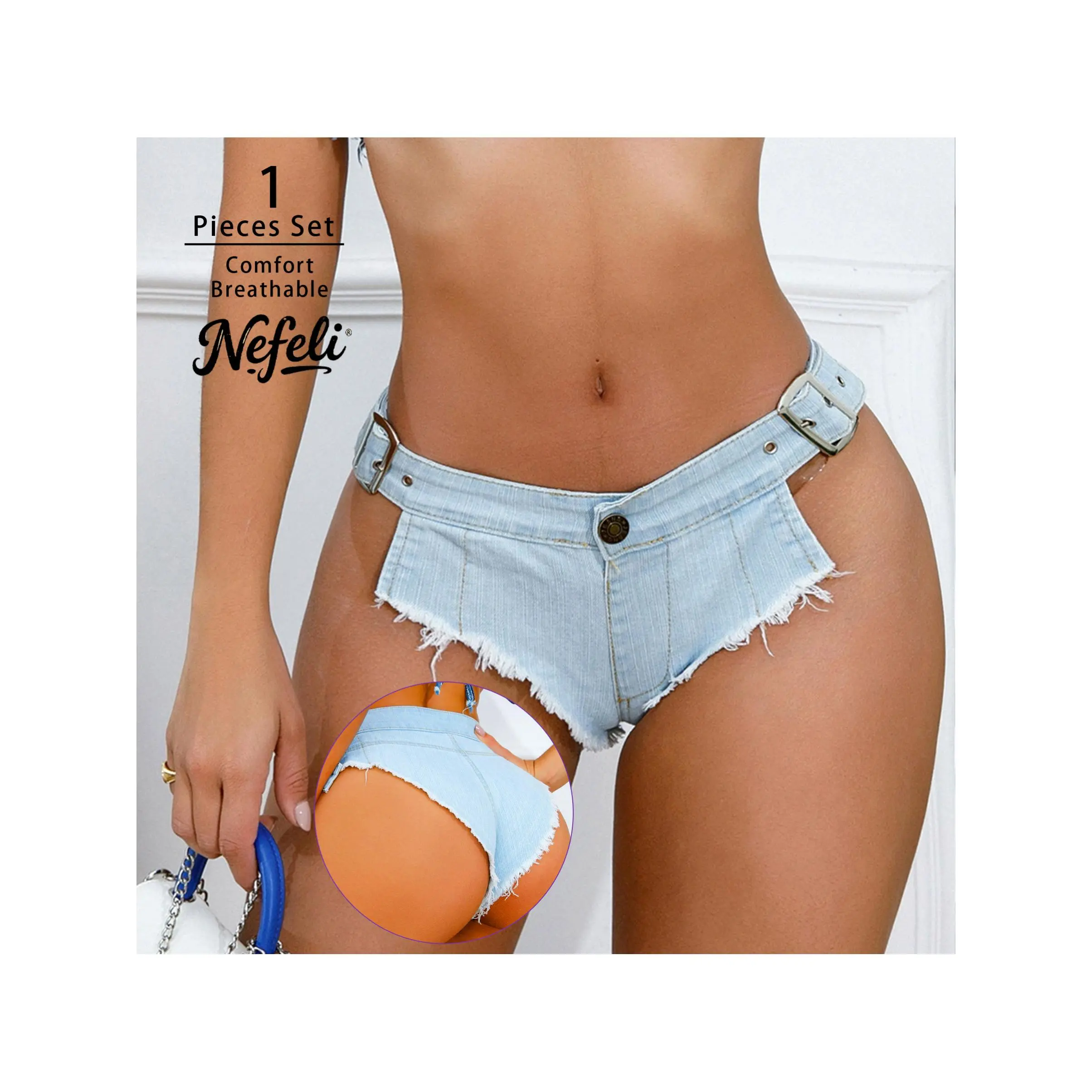 Denim Thong Panties for Women, Low Waist Chap Style Streetwear Bottoms, Soft Stretch Breathable Comfy Summer Wear, Breathable Comfy Panties, Soft Breathable Knicker