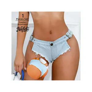 NEFELI 1PCS New Style Low Waist Stretch Summer Jeans Women Panties Thongs Womenswear chaps Bottom Streetwear Trouser Denim Soft Breathable Knicker