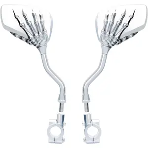 1 Pair Bicycle Mirror,Big View  Rear View Mirror Blindsight Multi Angle Adjustable  Mirror Billet Aluminum Chrome Plated Outside Skull Claw Style Also suitable for  mirror
