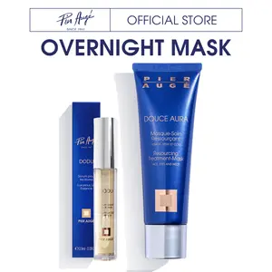 Pier Augé Overnight Revival Set: Facial Mask & Plumping Lip Oil for Sensitive Skin | 15 Min Face & 10 Min Lip Treatment | Fast Results & Luxury Experience