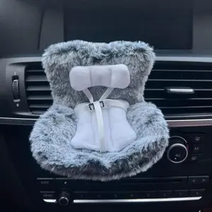 kid's toy  gift Car Seat for Labubu Doll, Cute Functional Car Ornament with Air Vent Clip and Desktop Stand, Carseat Accessories Stuff (Smoke Grey)