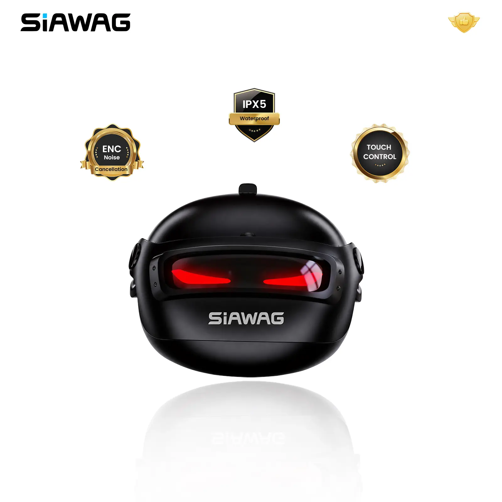 SAWAG BTW46 Bluetooth Gaming Earbuds, 65ms Low Latency TWS Earphones with LED Lights, ENC Call Noise Reduction, IPX5 Sweatproof, Touch Control for Mobile Game & Workout