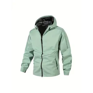 Windproof And Jacket for Men, Hooded Long Sleeve Zipper Closed Jacket with Pockets, Suitable for Outdoor Sports