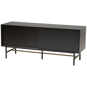 Baxton Studio Truett Dark Brown Wood and BlackMetal TV Stand