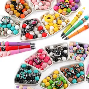 38pcs Silicone Beads Set for Jewelry Making, Fashion Sweet Elegant Style, Perfect Christmas Gift, DIY Bracelet Necklace Earrings Accessories, Diy Beading Accessories