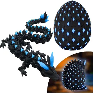 3D Printed Dragon Eggs, Easter Basket Stuffers for Kids, Prefilled Easter Eggs with Dragon, 3D Printed Fidget Dinosaur Toys, Classroom Prizes Supplies for Boys Girls(Luminous Black)