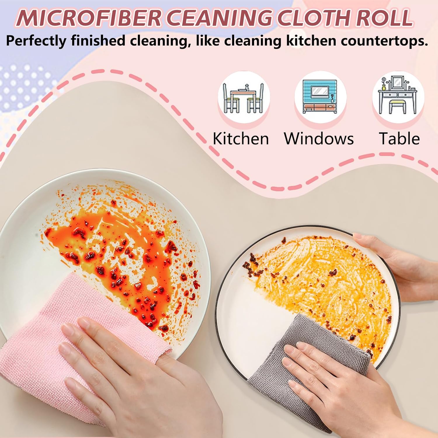 Reusable Microfiber Cleaning Cloth Roll, Absorbent Cleaning Cloth, Multipurpose Cleaning Tool for Car, Kitchen, Glass, Home Cleaning, Towel, Household Items, Microfiber Cleaning Towels，reusable paper towels washable，quick dry cleaning cloths for kitchen