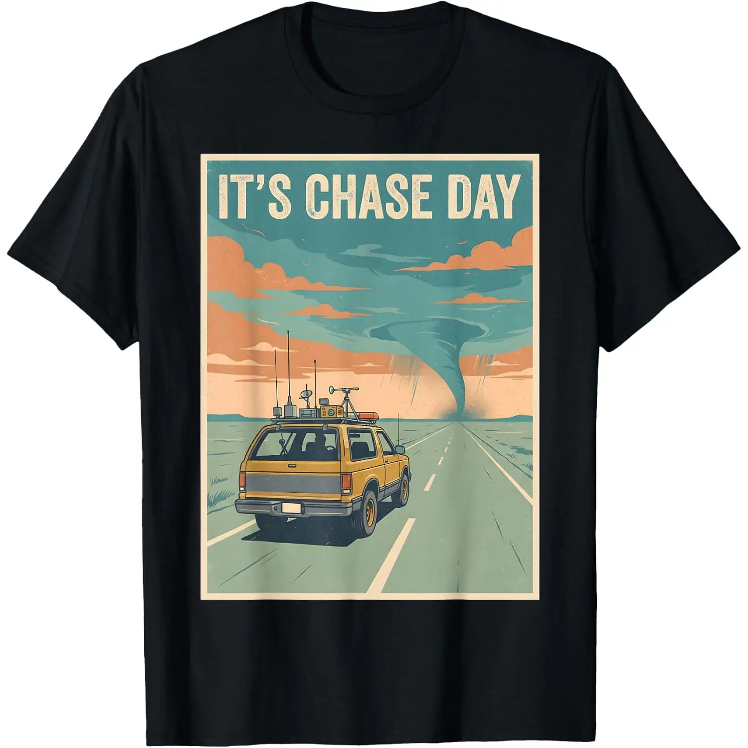 100%cotton It's Chase Day Storm Chaser Tornado Weather Chasing Art T-Shirt