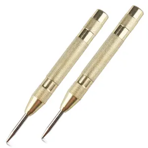 2 count Automatic Center Punch, 5''  Spring Loaded Center Punch, Adjustable Spring Loaded Hole, Heavy Duty Steel Automatic Marker Tool for Metal, , Glass by
