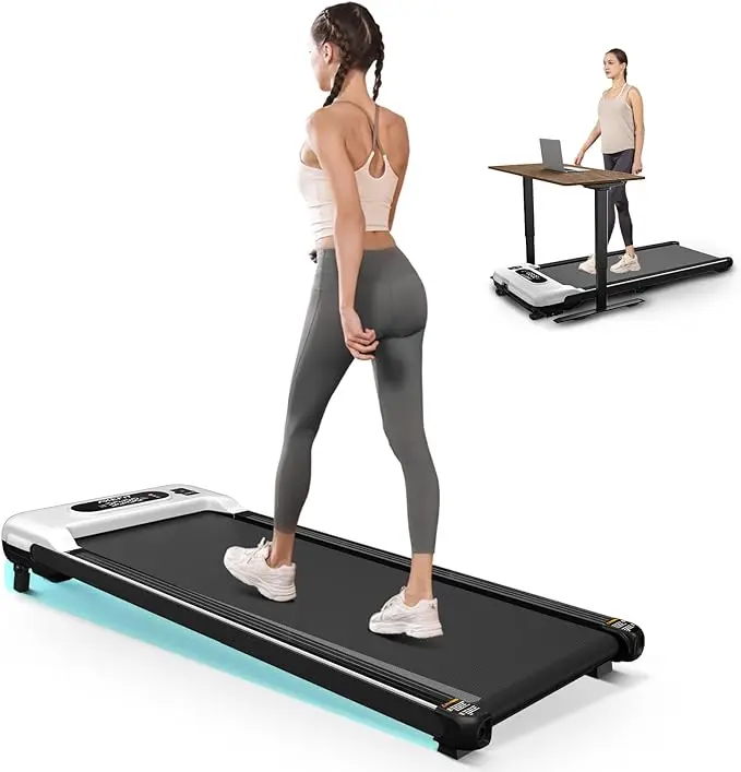 Walking Pad with Incline, Under Desk Treadmill for Home Office, 2.5HP Portable Treadmills with Panel & Remote Control, 4 in 1 Walking Running Machine Manual Incline, Compact Treadmill 265LB Capacity