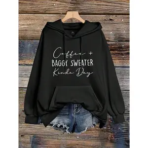 Women's Letter Printed Hot Selling Draw Rope Hoodie Pullover Fall Outfit Winter Autumn