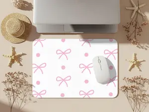 Pink Bow Dots Mouse Pad