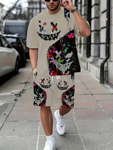 Casual Sports Suit Breathable Outdoor Casual Men's T-Shirt and Shorts Suit Summer 3D Printing Suit Adult Men