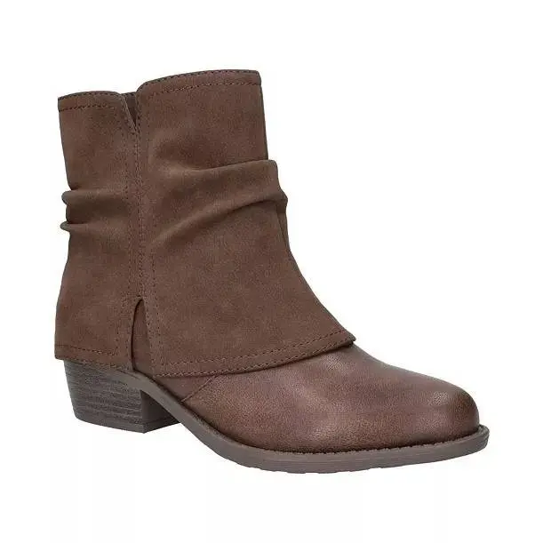 Easy Street Women's Kudos Slouch Ankle Booties | Brown Casual Round Toe, 2 in Block Heel, Padded Insole - Ships Fast, Slouch Look, New In Box, Slouch Bootie