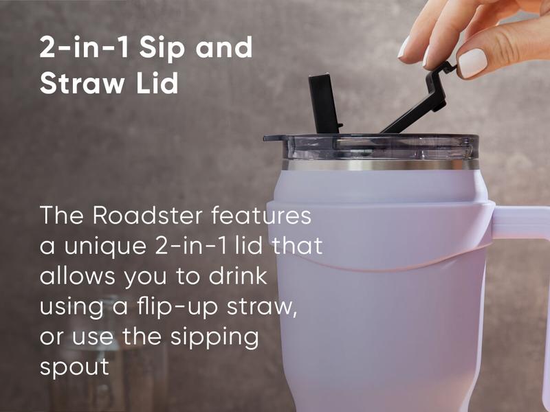 Hydrapeak Roadster 40oz Tumbler with Flip Up Sip & Straw - Insulated Water Bottles, Rubber Bottom, Stainless Steel Drinkware, Leak Proof Portable Travel Flask