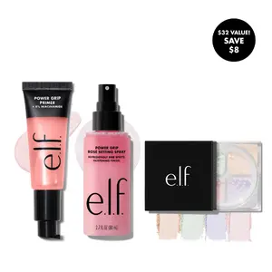 e.l.f. Prep, Set, Glow Trio - Grip Primer + Rosé Setting Spray + Brightening Powder Quad for Long-Lasting Radiance e.l.f. Prep, Set, Glow Trio - Grip Primer + Rosé Setting Spray + Brightening Powder Quad for Long-Lasting Radiance