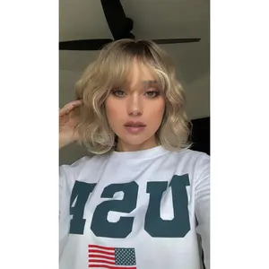 EllaRae | Addy Style Wig | Short Blonde with highlights Non-lace Front with Bangs SAMPLE