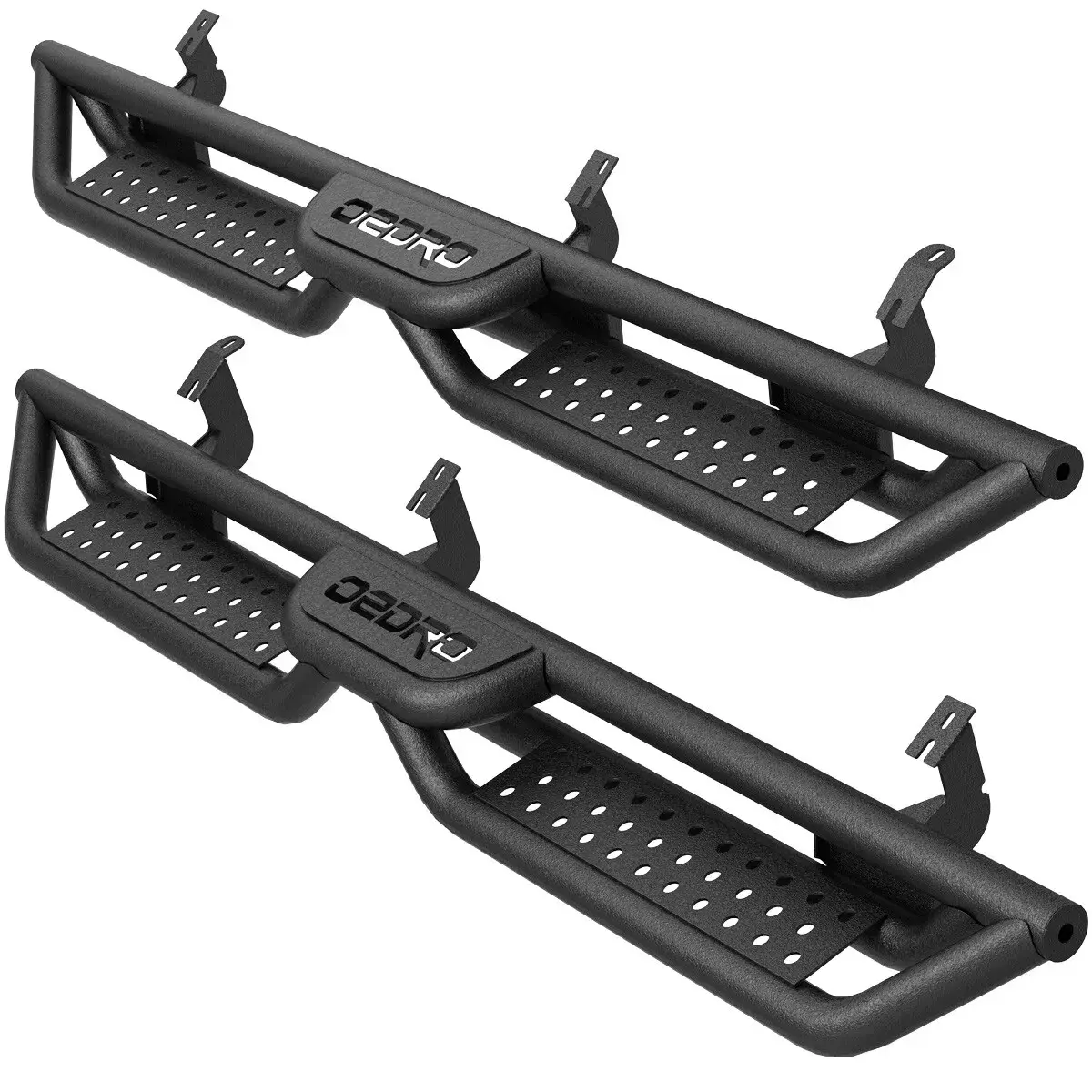 【fathersdaygift】OEDRO Running Boards Compatible with 2007-2021 Toyota Tundra Double Cab(2 Half-Size Rear Doors), Bolt-on Side Steps Steel Nerf Bar, Two Stairs Design