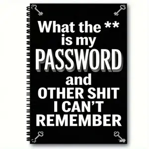 A5 password notebook, titled "My Passwords and Other Things I Can't Remember ** Ah" - a spiral-bound notebook with a fun cover featuring cartoon keys, perfect for storing passwords and essential information Spiral Notebook Journal Spiral Coil Notebook