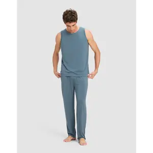 Cozy Earth Men’s First Layer Pajama Tank & Pant Set | Ultra-Soft Bamboo Viscose & Supima Cotton Lounge Set