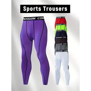 Pression Con Men's Compression Leggings - Fall/Winter Fitness Wear - High Elasticity, Quick Dry, and Pure Color Design - Suitable for Outdoor Activities and Workouts - Adult Size