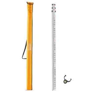 VEVOR Aluminum Grade Rod, 9-Feet/8ths 3 Sections Telescopic Measuring Rod, Double-Sided Scale 1/8in Leveling Rod Stick, Aluminum Alloy Survey Rod with Bubble Level Carrying Bag for Houses, Walls, Floors