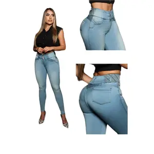 8019 Jean's Colombianos Cintura Alta levanta cola butt lifter high waist tummy control Womenswear Belts Skinny Denim Jeans Bottom Fabrics Love Trouser Pants Comfort