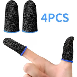 4pcs Finger Sleeve for Gaming, Mobile Game Controller Finger Thumb Sleeve, Anti-Sweat, Breathable, Seamless Touchscreen Cover, Silver Color, Game Peripherals