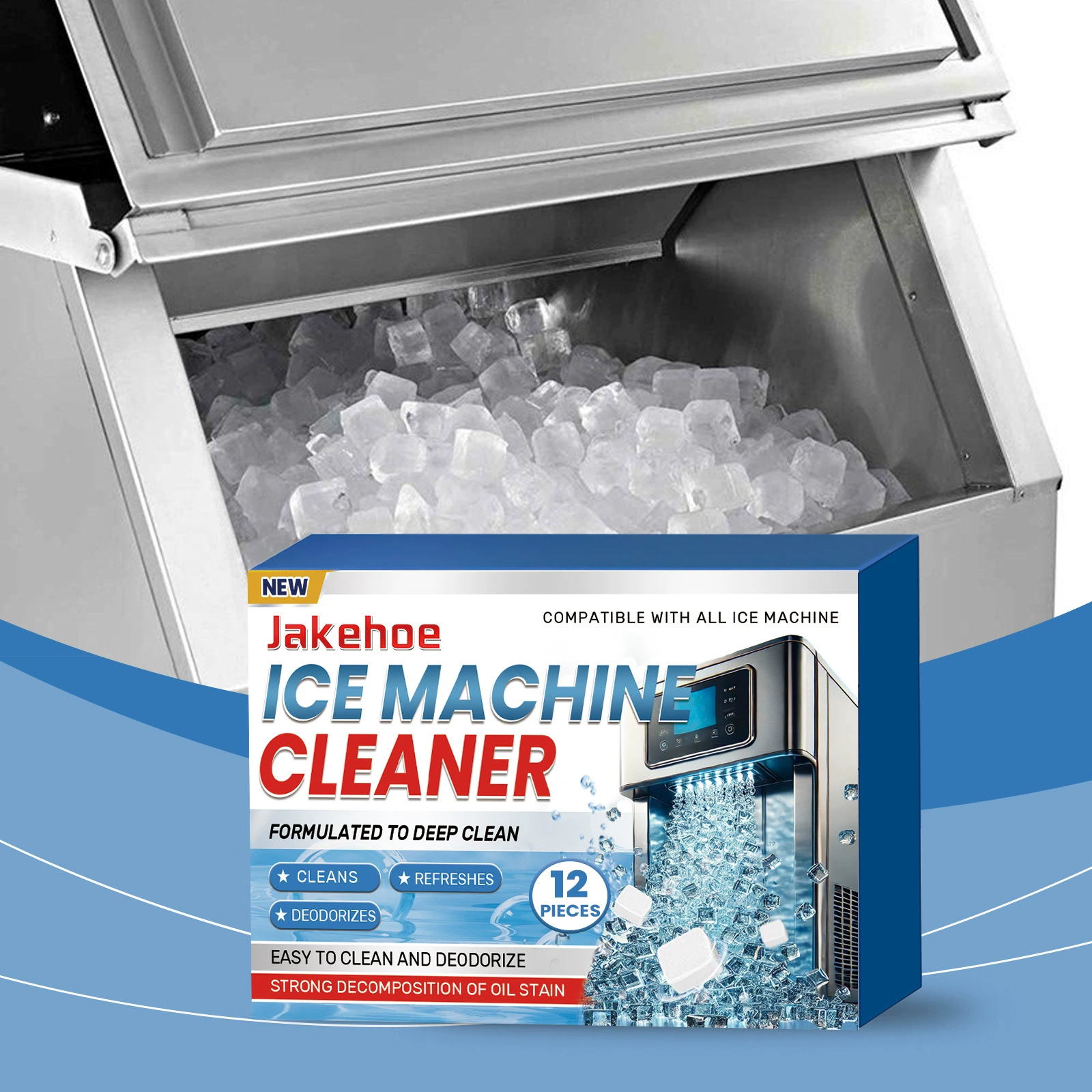 Ice Machine Cleaner Maker Descaler -12 Clean Tablets Compatible with Frigidaire, Opal, GE Profile, Kitchenaid, Nickel Safe Scale Remover for Counterto