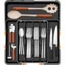 【SUHOPE】Summer Super Deal Silverware Drawer Organizer, Expandable Kitchen Drawer Organizer 19" X 15.3" Utensil Tray, Flatware and Cutlery Holder for Spoons Forks Knives, Kitchen Organizers and Storage, Black