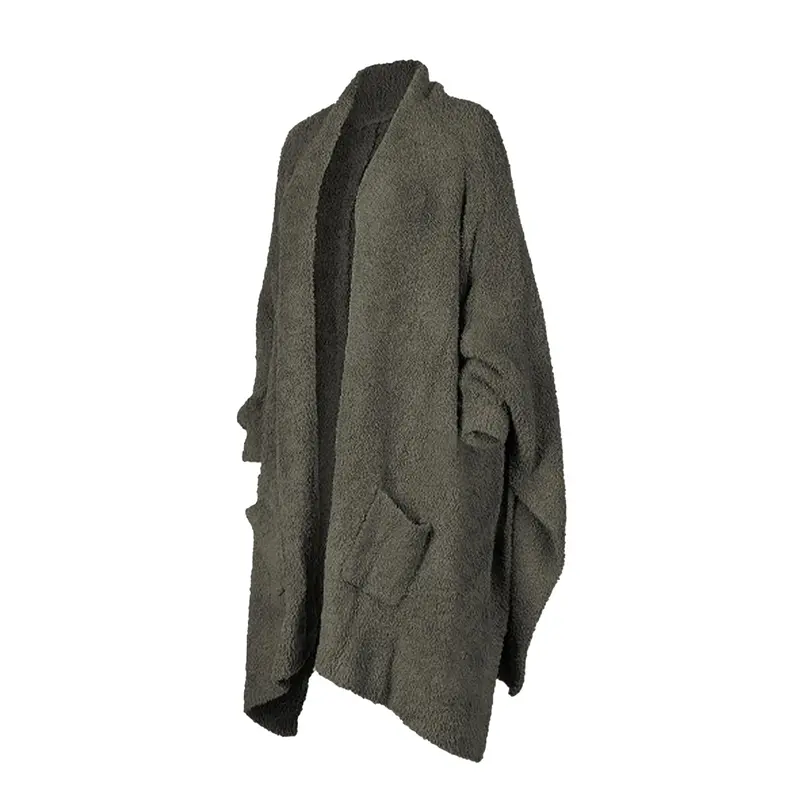 Hixiaohe Women's Sherpa Wearable Blanket Poncho - One Size, Solid Plain Double Layer, Cozy Plush Shawl with Pockets & Thumb Holes, Easy Care for Home, Camping, Loungewear