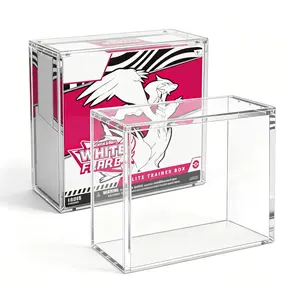 Ultra Thick Acrylic Display Case with Metal Lid for Trading Cards ETB Boxes Action Figures, Dustproof Waterproof Stackable Collector Storage Box, UV Resistant Clear Showcase for Toys and Collectibles