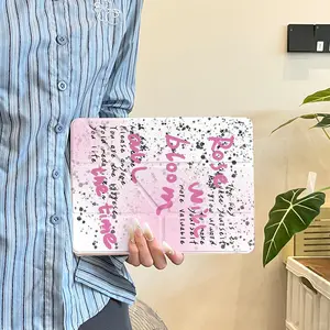 Splatter Blush iPad Case with Pencil Holder, Y+3 Fold Stand, Auto Sleep/Wake, Slim Lightweight Shockproof Cover for iPad 7/8/9/10th Gen, Air 2/3/4/5/6/7, Pro 9.7/10.5/11/12.9 inch, Soft Anti-Scratch Tablet Case