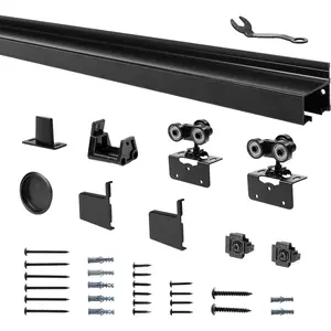 96" Interior Box Rail Sliding Door Hardware Kit, Wall Mount  Alloy Sliding Track Kit,Fit  Door Thickness /8"