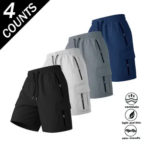Men’s Lightweight Quick‑Dry Cargo Shorts, Breathable Zip‑Pocket Loose‑Fit Outdoor Casual Shorts,Breathable Skin‑Friendly Cargo Shorts, Elastic Waist Lightweight Loose‑Fit Outdoor Sports Shorts ,Menswear Tropical Beige Plain,Quick‑Dry Zip‑Pocket Cargo