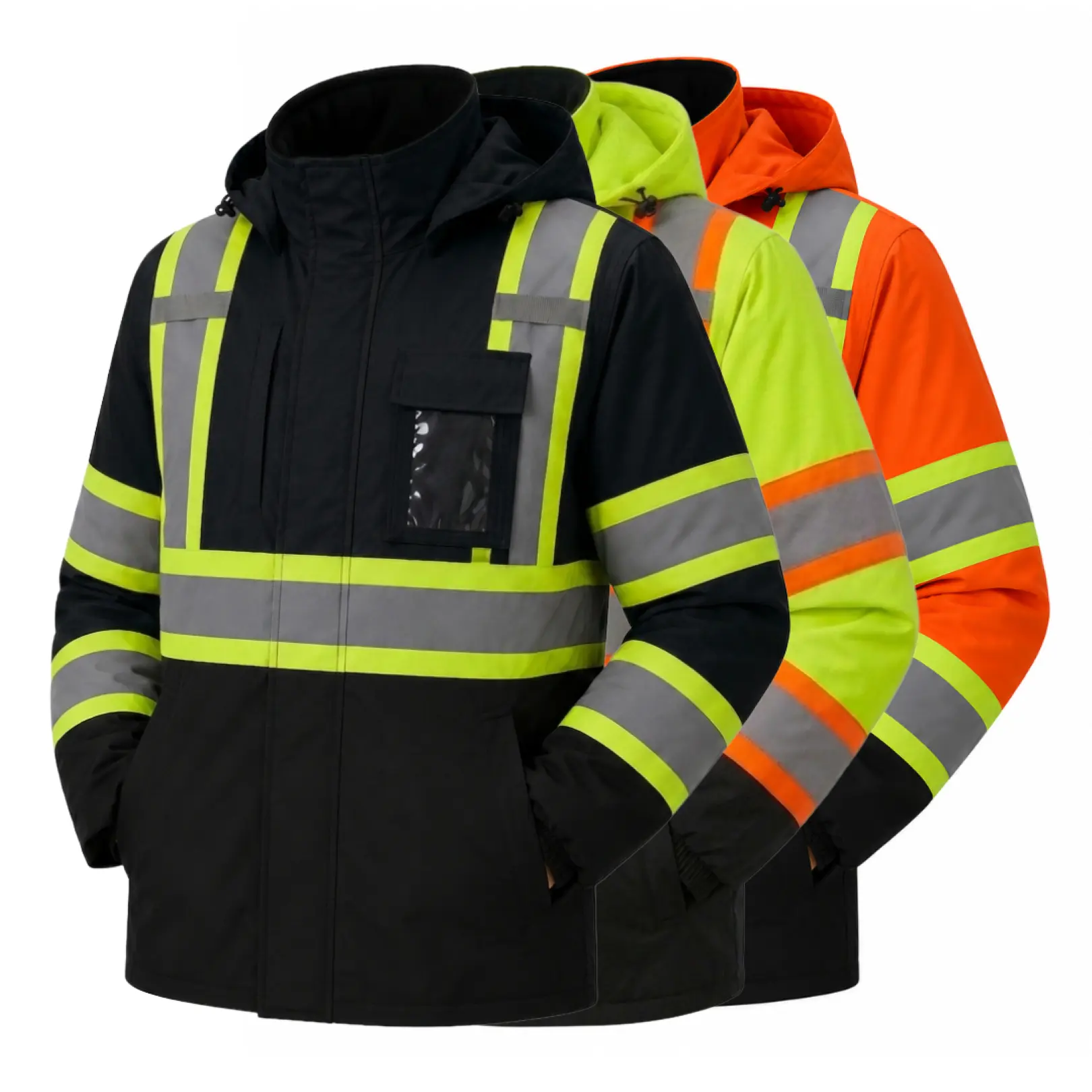 Renegade Sportswear Hooded Men’s High Viz Class 3 Heavy Weight Padded Multi-Pocket Hooded Parka