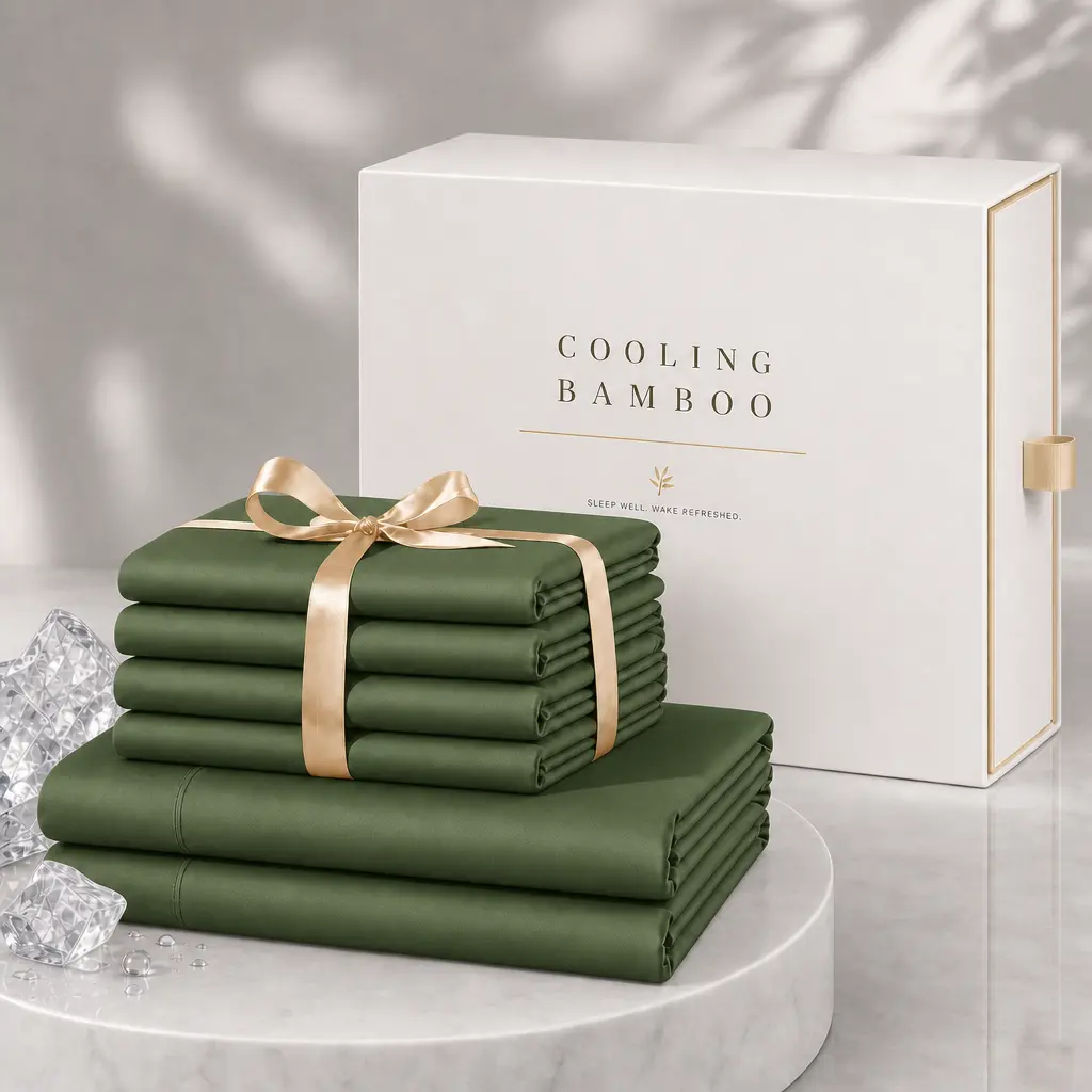 4/6pcs Extra Deep Pocket Sheets Bamboo Bed Sheet Set - kids & Pillowcase Set,Comfy Breathable Cooling Hotel Luxury Bedding for Women, Men and kids- Pockets, Ultra-Soft, Wrinkle Free,Twin/Full/Queen/King
